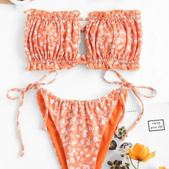 Zaful Other - Zaful Ditsy Orange Bikini Large